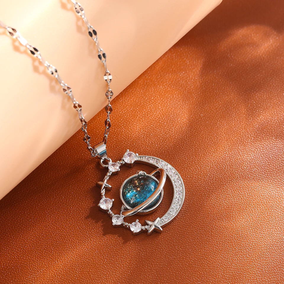 Light Luxury Star & Planet Titanium Necklace for Women