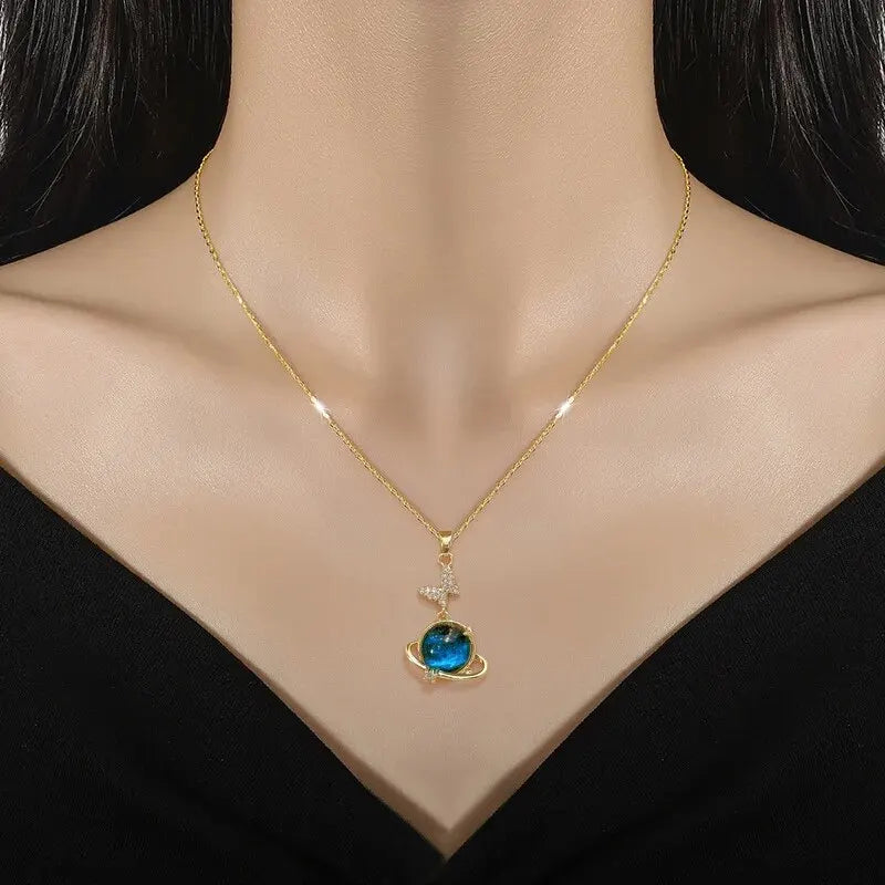 Light Luxury Star & Planet Titanium Necklace for Women