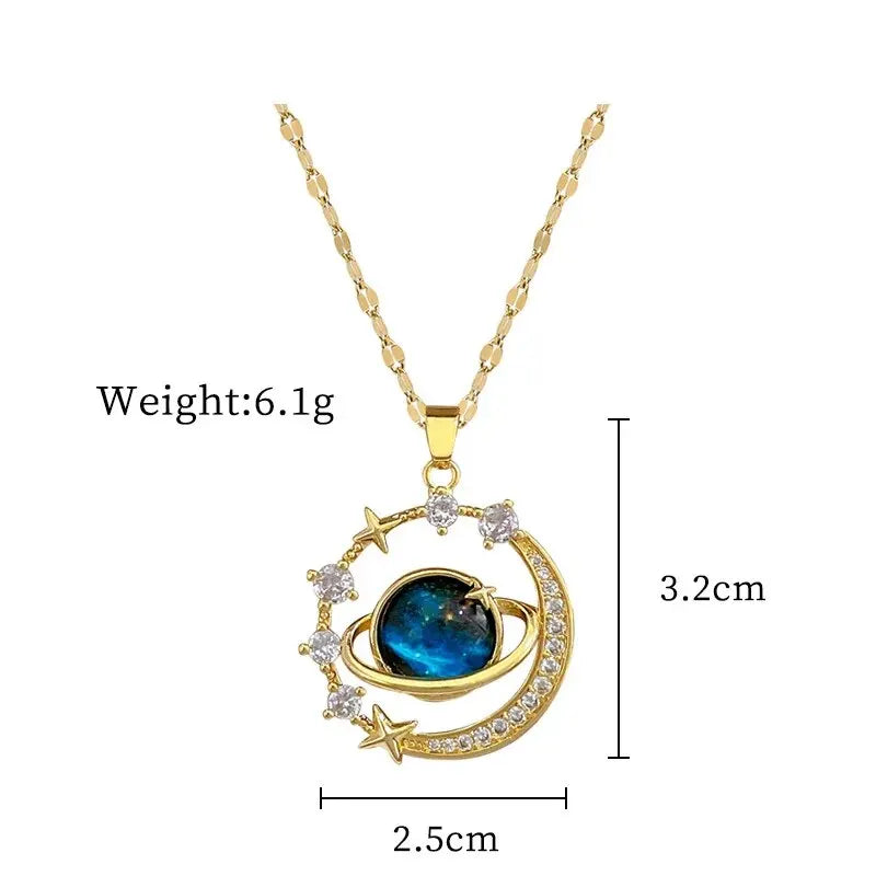 Light Luxury Star & Planet Titanium Necklace for Women