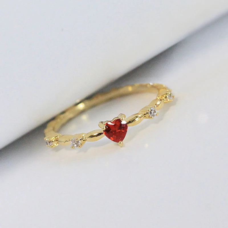 Exquisite Red Love CZ Ring – Elegant Engagement & Gift