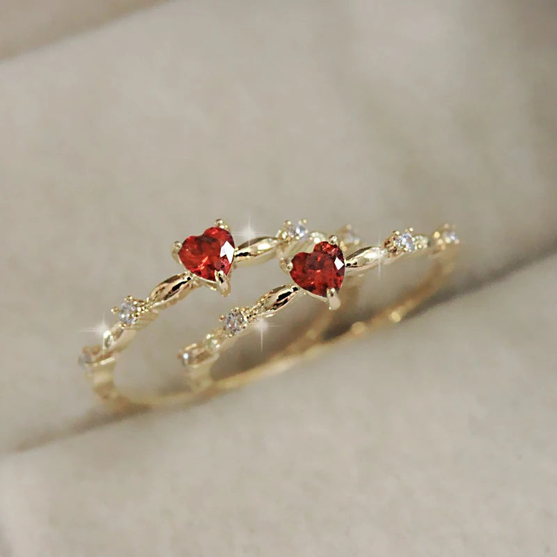 Exquisite Red Love CZ Ring – Elegant Engagement & Gift