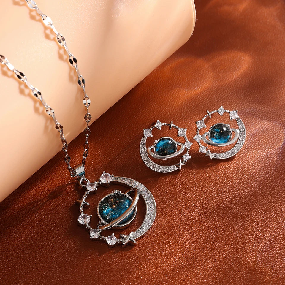 Light Luxury Star & Planet Titanium Necklace for Women