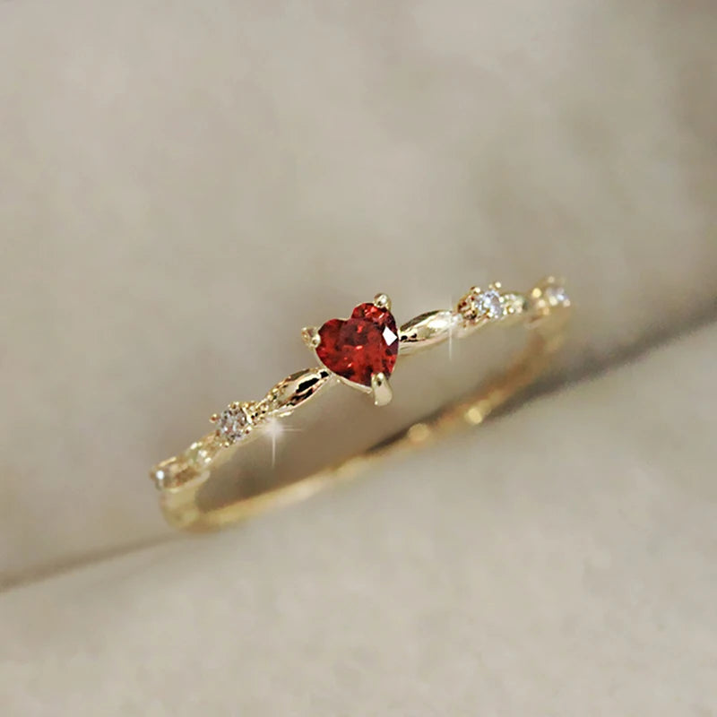 Exquisite Red Love CZ Ring – Elegant Engagement & Gift