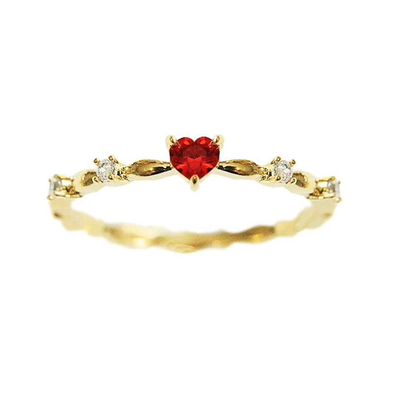 Exquisite Red Love CZ Ring – Elegant Engagement & Gift