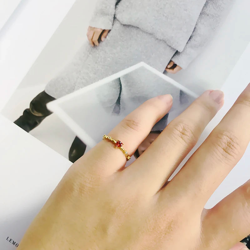 Exquisite Red Love CZ Ring – Elegant Engagement & Gift